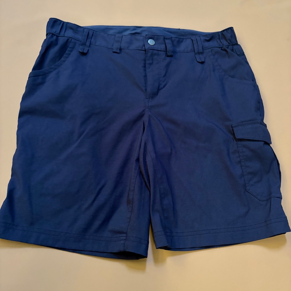 Duluth Trading Co Womens 16 Blue Dry On The Fly Cargo Hiking Shorts 10" Inseam